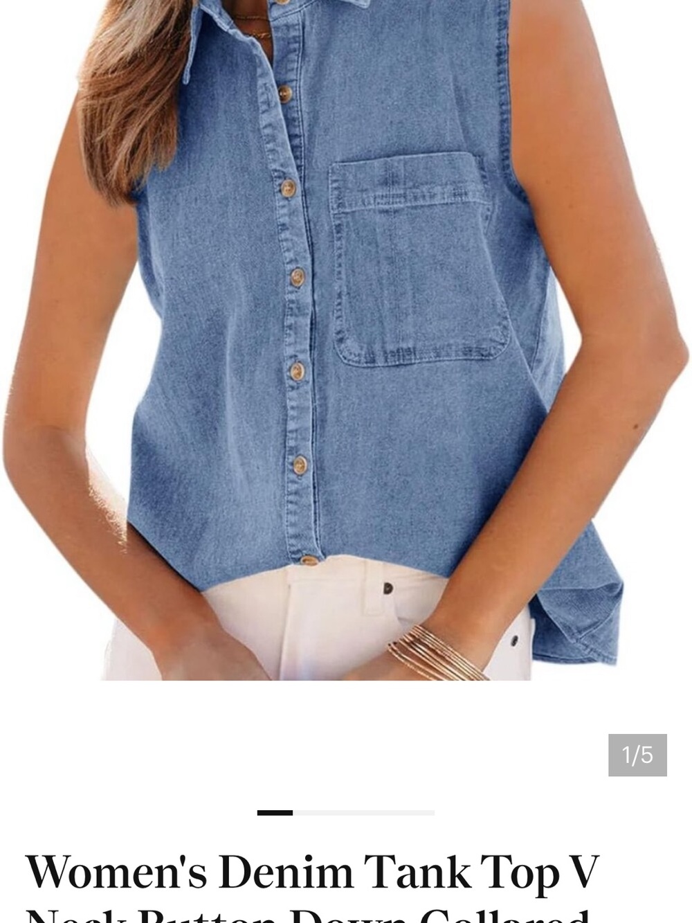 NWT Abercrombie & Fitch Light Blue Denim Sleeveless Button Tank Size XS